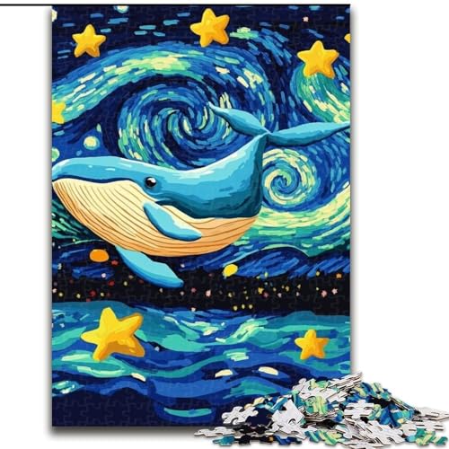 Puzzle für Erwachsene, 1000 Teile, Wale am Nachthimmel, für Kinder ab 14 Jahren, Lernspiel, Herausforderung, Spielzeug, Geschenk zum Geburtstag (Größe 26x38cm) von MLADSOEHK