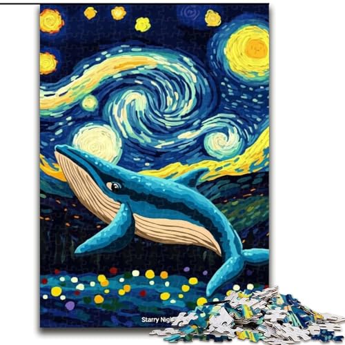 Puzzle für Erwachsene, 1000 Teile, Wale am Nachthimmel, geeignet für Kinder ab 14 Jahren, Lernspiele für Zuhause, DIY-Spielzeug, Kunstwerk, Geschenk (Größe 50x75cm) von MLADSOEHK