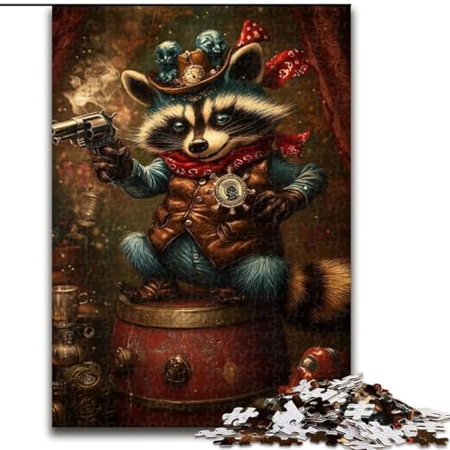 Puzzle für Erwachsene, 1000 Teile, Waschbär, Stressabbau, schwierige Herausforderung, Wichtelgeschenke für Kinder ab 14 Jahren (Größe 50x75cm) von MLADSOEHK
