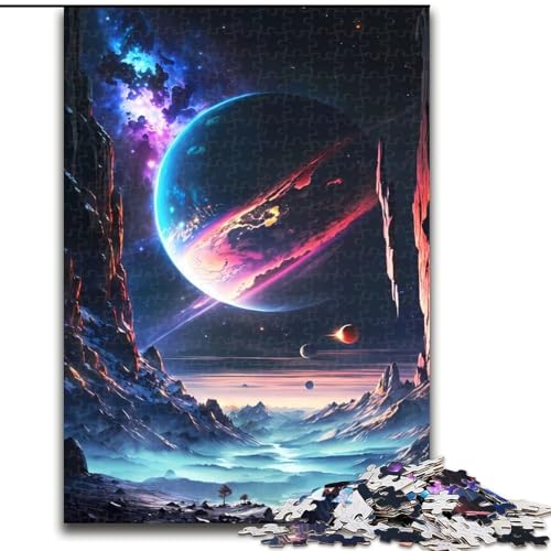 Puzzle für Erwachsene, 1000 Teile, Weltraum-Saturntal, hilft dem Gehirn, süchtig machendes Spielzeug zu trainieren, um Geduld zu fördern, perfekte Dekoration (Größe 26x38cm) von MLADSOEHK