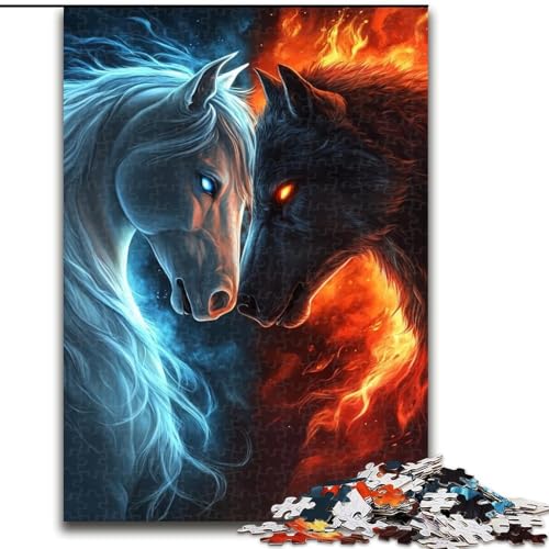Puzzle für Erwachsene, 1000 Teile, Wolf und Pferd, Spielzeug, Lernspiele, Stressabbau, einzigartige Heimdekoration und Geschenke (Größe 26x38cm) von MLADSOEHK