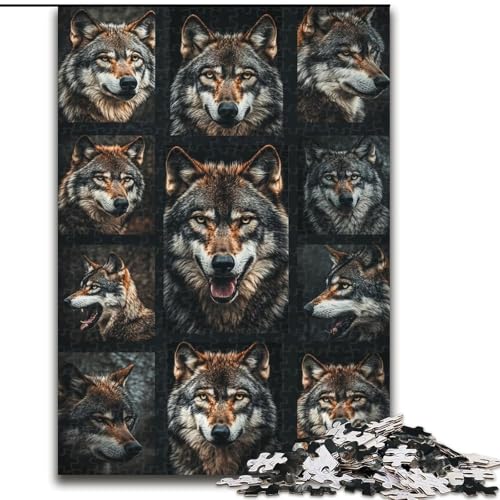 Puzzle für Erwachsene, 1000 Teile, Wolfscollage, für Kinder ab 14 Jahren, Heimdekoration als Geschenk für die ganze Familie und Freunde (Größe 26x38cm) von MLADSOEHK