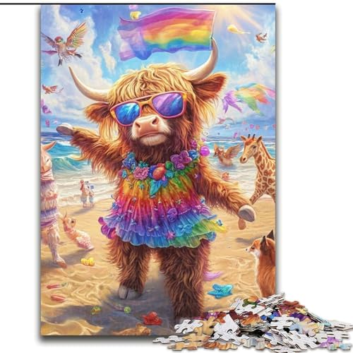 Puzzle für Erwachsene, 1000 Teile, Yak im Urlaub, Spielzeug, Lernspiele, Stressabbau, einzigartige Heimdekoration und Geschenke (Größe 50x75cm) von MLADSOEHK