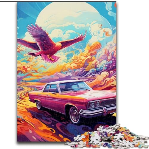 Puzzle für Erwachsene, 1000 Teile, farbenfroher Kunst-Sportwagen aus Holz, perfektes Weihnachts- und Neujahrsgeschenk, Feiertagsgeschenk, 50x75cm, für interaktives Familienspiel von MLADSOEHK