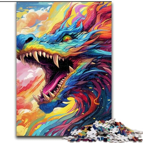 Puzzle für Erwachsene, 1000 Teile, farbenfroher Kunstdrache aus Holz, für Teenager und Familienspaß – DIY-Denkspiel als Geschenk, 50x75cm, für interaktives Familienspiel Puzzle für Erwachsene, 1000 Teile, farbenfroher Kunstdrache aus Holz, für Teenager und Familienspaß – DIY-Denkspiel als Geschenk, 50x75cm, für interaktives Familienspiel von MLADSOEHK