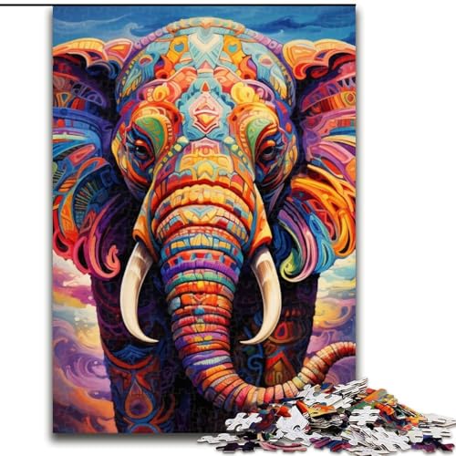 Puzzle für Erwachsene, 1000 Teile, farbenfroher Kunstelefant aus Holz, Kinder ab 14 Jahren, 50x75cm, Kunstwerk-Dekor, Intelligenzspielzeug für Indoor-Spiele mit der Familie Puzzle für Erwachsene, 1000 Teile, farbenfroher Kunstelefant aus Holz, Kinder ab 14 Jahren, 50x75cm, Kunstwerk-Dekor, Intelligenzspielzeug für Indoor-Spiele mit der Familie von MLADSOEHK