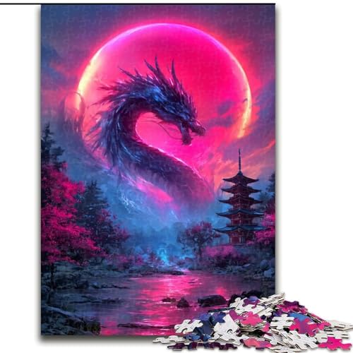 Puzzle für Erwachsene, 1000 Teile, geheimnisvoller Drache, für Kinder ab 14 Jahren, Lernspiel, Herausforderung, Spielzeug, Geschenk zum Geburtstag (Größe 50x75cm) von MLADSOEHK