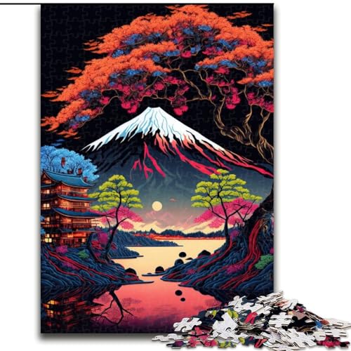 Puzzle für Erwachsene, 1000 Teile, japanische Landschaft, Neon, Spielzeug, Lernspiele, Stressabbau, einzigartige Heimdekoration und Geschenke (Größe 50x75cm) von MLADSOEHK