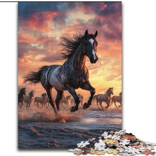 Puzzle für Erwachsene, 1000 Teile, laufendes Pferd, Spielzeug, Lernspiele, Stressabbau, einzigartige Heimdekoration und Geschenke (Größe 50x75cm) von MLADSOEHK