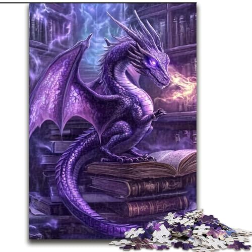 Puzzle für Erwachsene, 1000 Teile, lila Drache, geeignet für Kinder ab 14 Jahren, Lernspiele für Zuhause, DIY-Spielzeug, Kunstwerk, Geschenk (Größe 26x38cm) von MLADSOEHK