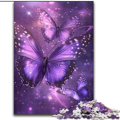 Puzzle für Erwachsene, 1000 Teile, lila magischer Schmetterling, geeignet für Kinder ab 14 Jahren, Lernspiele für Zuhause, DIY-Spielzeug, Kunstwerk, Geschenk (Größe 50x75cm) von MLADSOEHK