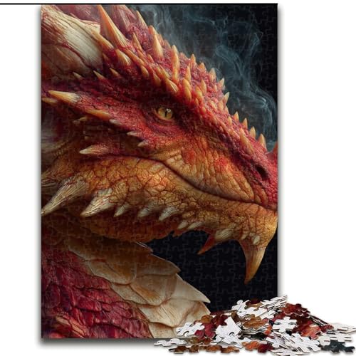 Puzzle für Erwachsene, 1000 Teile, roter Fliegender Drache, Denksportaufgabe zur Wanddekoration, einzigartige Geburtstags 14-Jährige (Größe 50x75cm) von MLADSOEHK