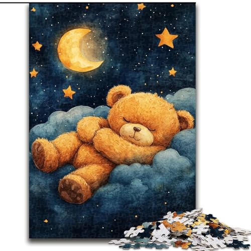 Puzzle für Erwachsene, 1000 Teile, schlafender Teddybär, Lernspiele, Heimdekoration, ganze Familie (Größe 26x38cm) von MLADSOEHK
