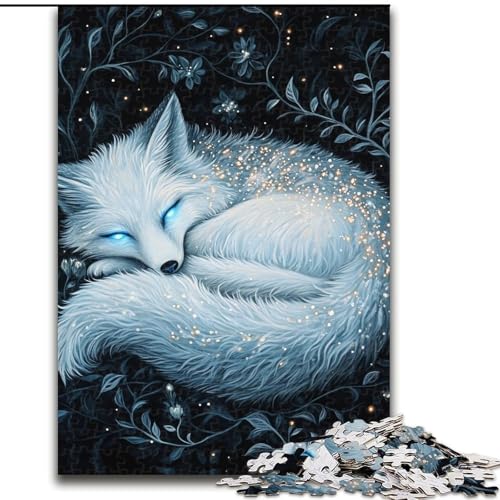 Puzzle für Erwachsene, 1000 Teile, schlafender weißer Fuchs, für Kinder ab 14 Jahren, Lernspiel, Herausforderung, Spielzeug, Geschenk zum Geburtstag (Größe 26x38cm) von MLADSOEHK