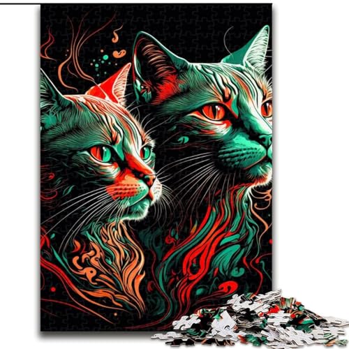 Puzzle für Erwachsene, 1000 Teile, schöne Katzen, für Kinder ab 14 Jahren, Lernspiel, Herausforderung, Spielzeug, Geschenk zum Geburtstag (Größe 26x38cm) von MLADSOEHK