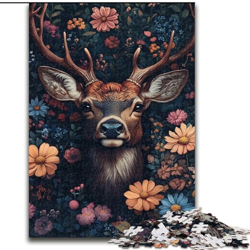 Puzzle für Erwachsene, 1000 Teile, schwierig, Blumen, Hirsche, Dekomprimieren, intellektuelles Lernspielzeug, Geburtstagsgeschenk, Geschenke, Wandkunst (Größe 26x38cm) von MLADSOEHK