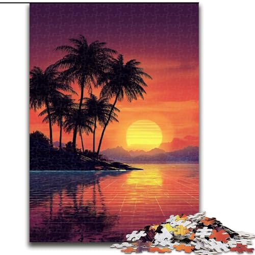 Puzzle für Erwachsene, 1000 Teile, schwierig, Sonnenuntergang am Strand, entspannendes intellektuelles Lernspielzeug, Geburtstagsgeschenk, Geschenke, Wandkunst (Größe 50x75cm) von MLADSOEHK