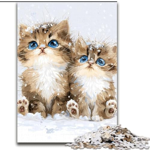 Puzzle für Erwachsene, 1000 Teile, schwierig, Zwei Kätzchen, Stressabbau, schwierige Herausforderung, Wichtelgeschenke für Kinder ab 14 Jahren (Größe 26x38cm) von MLADSOEHK