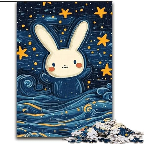 Puzzle für Erwachsene, 1000 Teile, schwierig, süßer Kaninchen-Nachthimmel, dekomprimierendes intellektuelles Lernspielzeug, Geburtstagsgeschenk, Geschenke, Wandkunst (Größe 50x75cm) von MLADSOEHK