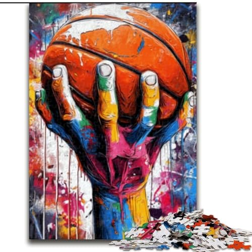 Puzzle für Erwachsene, 1000 Teile, schwierige Basketballsportarten, dekomprimierendes intellektuelles Lernspielzeug, Geburtstagsgeschenk, Geschenke, Wandkunst (Größe 50x75cm) von MLADSOEHK
