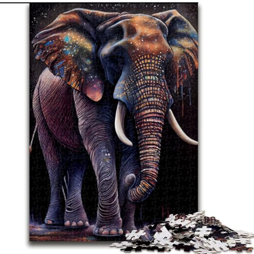 Puzzle für Erwachsene, 1000 Teile, schwierige Elefanten-Tuschemalerei, dekomprimierendes intellektuelles Lernspielzeug, Geburtstagsgeschenk, Geschenke, Wandkunst (Größe 26x38cm) von MLADSOEHK