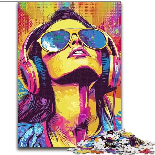 Puzzle für Erwachsene, 1000 Teile, schwierige Frau mit Brille, dekomprimierendes intellektuelles Lernspielzeug, Geburtstagsgeschenk, Geschenke, Wandkunst (Größe 26x38cm) von MLADSOEHK
