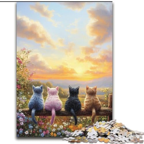 Puzzle für Erwachsene, 1000 Teile, schwierige Katze, Stressabbau, schwierige Herausforderung, Wichtelgeschenke für Kinder ab 14 Jahren (Größe 26x38cm) von MLADSOEHK