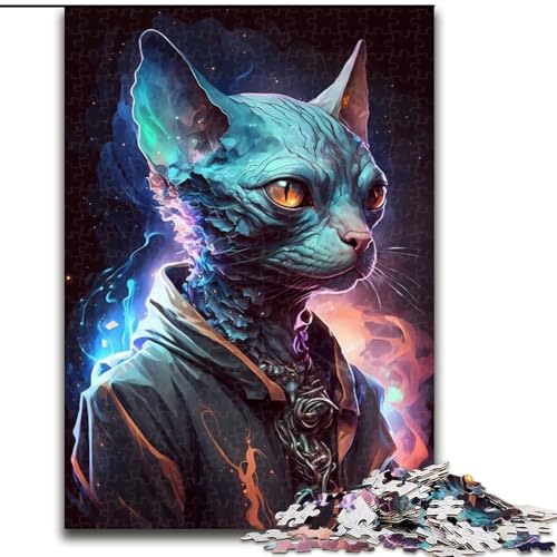 Puzzle für Erwachsene, 1000 Teile, schwierige Sphynx-Katze, Stressabbau, schwierige Herausforderung, Wichtelgeschenke für Kinder ab 14 Jahren (Größe 50x75cm) von MLADSOEHK