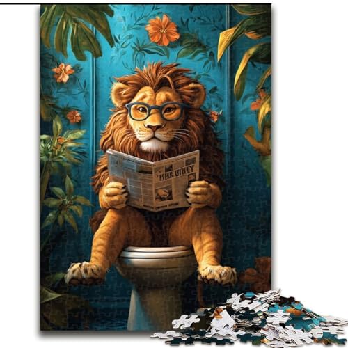 Puzzle für Erwachsene, 1000 Teile, schwieriger Löwe auf der Toilette, dekomprimierendes intellektuelles Lernspielzeug, Geburtstagsgeschenk, Geschenke, Wandkunst (Größe 26x38cm) von MLADSOEHK