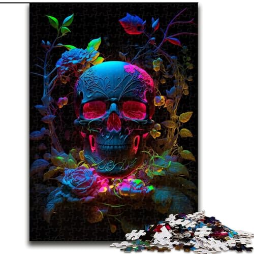 Puzzle für Erwachsene, 1000 Teile, schwieriger Neonschädel, Dekomprimierendes intellektuelles Lernspielzeug, Geburtstagsgeschenk, Geschenke, Wandkunst (Größe 50x75cm) von MLADSOEHK