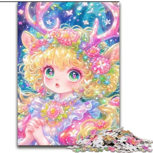 Puzzle für Erwachsene, 1000 Teile, schwieriges Cartoon-Puzzle mit kleinem Hirschmädchen, Stressabbau, schwierige Herausforderung, Wichtelgeschenke für Kinder ab 14 Jahren (Größe 50x75cm) von MLADSOEHK