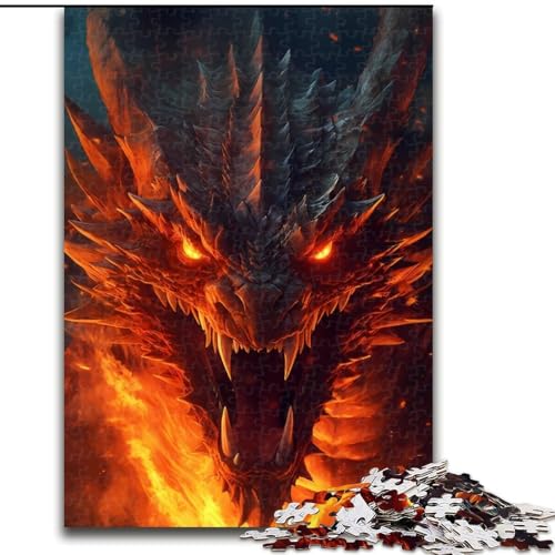 Puzzle für Erwachsene, 1000 Teile, schwieriges Drachenbrennen, Stressabbau, schwierige Herausforderung, Wichtelgeschenke für Kinder ab 14 Jahren (Größe 50x75cm) von MLADSOEHK