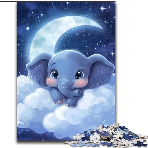 Puzzle für Erwachsene, 1000 Teile, schwieriges Elefantenbaby, dekomprimierendes intellektuelles Lernspielzeug, Geburtstagsgeschenk, Geschenke, Wandkunst (Größe 26x38cm) von MLADSOEHK