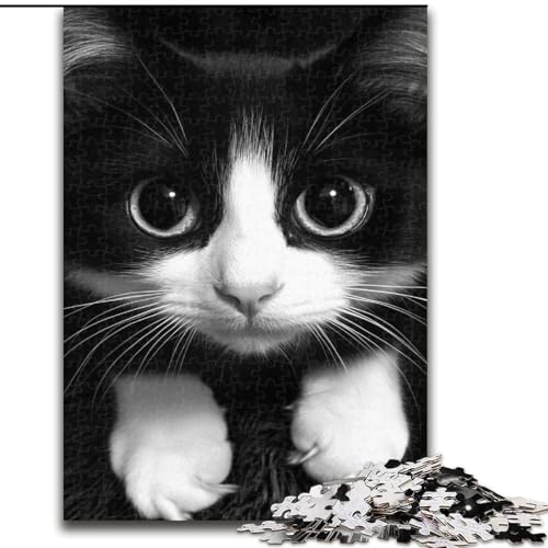 Puzzle für Erwachsene, 1000 Teile, süße Schwarze Katze, geeignet für Kinder ab 14 Jahren, Lernspiele für Zuhause, DIY-Spielzeug, Kunstwerk, Geschenk (Größe 50x75cm) von MLADSOEHK