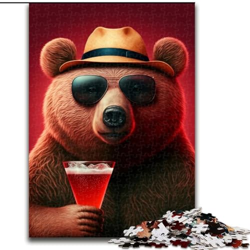 Puzzle für Erwachsene, 1000 Teile, trinkender Braunbär, Spielzeug, Lernspiele, Stressabbau, einzigartige Heimdekoration und Geschenke (Größe 50x75cm) von MLADSOEHK