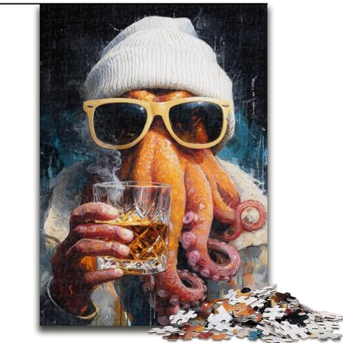 Puzzle für Erwachsene, 1000 Teile, trinkender Oktopus, Spielzeug, Lernspiele, Stressabbau, einzigartige Heimdekoration und Geschenke (Größe 50x75cm) von MLADSOEHK