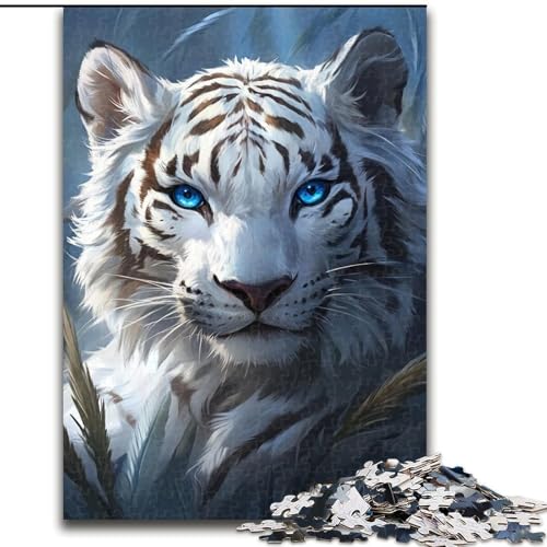 Puzzle für Erwachsene, 1000 Teile, weißer Tiger, für Kinder ab 14 Jahren, Lernspiel, Herausforderung, Spielzeug, Geschenk zum Geburtstag (Größe 26x38cm) von MLADSOEHK