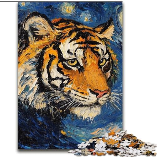Puzzle für Erwachsene, 1000 Tiger-Nachthimmel-Puzzle, anspruchsvolles Denkspiel, Familienaktivität, Heimdekoration, (Größe: 50x75cm) von MLADSOEHK