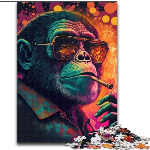 Puzzle für Erwachsene, 1000-teiliges „Rauchender AFFE“-Puzzle, anspruchsvolles Denkspiel für Teenager, Spaß für den Familienspieleabend (Größe: 26x38cm) von MLADSOEHK