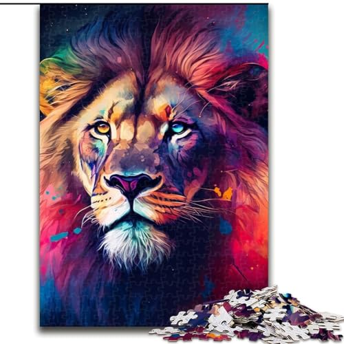 Puzzle für Erwachsene, 1000-teiliges Aquarell-Löwenporträt-Puzzle, pädagogisches Denkspiel, künstlerische Heim- und Bürodekoration, ab 14 Jahren (Größe: 50x75cm) von MLADSOEHK