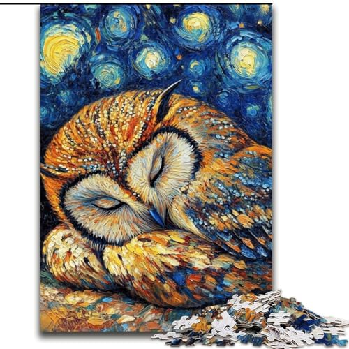 Puzzle für Erwachsene, 1000-teiliges Eulen-Nachthimmel-Puzzle, pädagogisches Denkspiel, künstlerische Heim- und Bürodekoration, ab 14 Jahren (Größe: 26x38cm) von MLADSOEHK