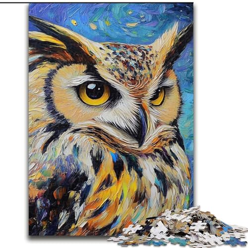 Puzzle für Erwachsene, 1000-teiliges Eulen-Nachthimmel-Puzzle, pädagogisches Denkspiel, künstlerische Heim- und Bürodekoration, ab 14 Jahren (Größe: 26x38cm) von MLADSOEHK