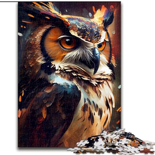 Puzzle für Erwachsene, 1000-teiliges Eulengemälde-Puzzle, pädagogisches Denkspiel, künstlerische Heim- und Bürodekoration, ab 14 Jahren (Größe: 26x38cm) von MLADSOEHK