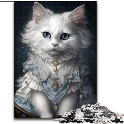 Puzzle für Erwachsene, 1000-teiliges Flauschiges weißes Kätzchen-Puzzle, anspruchsvolles Denkspiel für Teenager, Spaß für den Familienspieleabend (Größe: 26x38cm) von MLADSOEHK