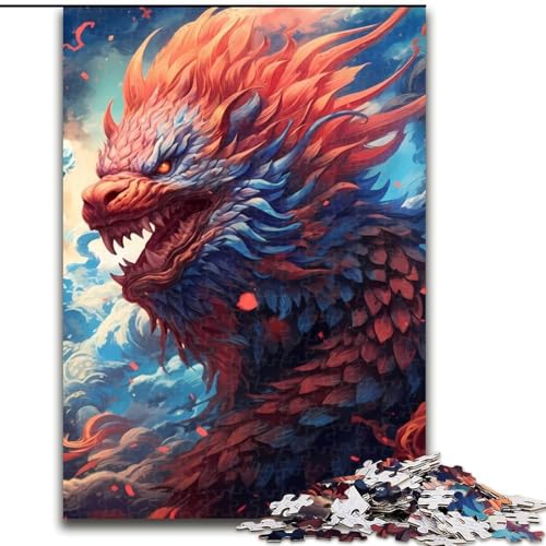 Puzzle für Erwachsene, 1000-teiliges Geister-Löwe-Drache-Puzzle, pädagogisches Denkspiel, künstlerische Heim- und Bürodekoration, ab 14 Jahren (Größe: 26x38cm) von MLADSOEHK