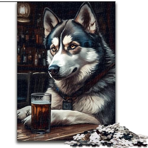 Puzzle für Erwachsene, 1000-teiliges Husky-Bier-Puzzle, pädagogisches Denkspiel, künstlerische Heim- und Bürodekoration, ab 14 Jahren (Größe: 26x38cm) von MLADSOEHK