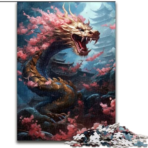 Puzzle für Erwachsene, 1000-teiliges Japanisches Drachenkirsch-Puzzle, anspruchsvolles Denkspiel für Teenager, Spaß für den Familienspieleabend (Größe: 26x38cm) von MLADSOEHK