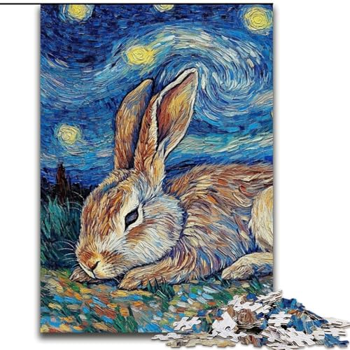 Puzzle für Erwachsene, 1000-teiliges Kaninchen-Sternenhimmel-Puzzle, pädagogisches Denkspiel, künstlerische Heim- und Bürodekoration, ab 14 Jahren (Größe: 26x38cm) von MLADSOEHK