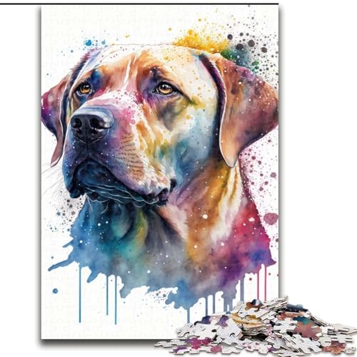 Puzzle für Erwachsene, 1000-teiliges Labrador-Puzzle in Aquarellkunst, anspruchsvolles Denkspiel für Teenager, Spaß für den Familienspieleabend (Größe: 26x38cm) von MLADSOEHK