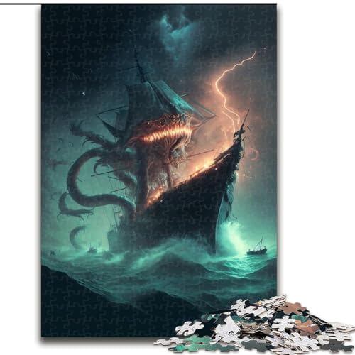 Puzzle für Erwachsene, 1000-teiliges Monster-Invasion-Puzzle, pädagogisches Denkspiel, künstlerische Heim- und Bürodekoration, ab 14 Jahren (Größe: 26x38cm) von MLADSOEHK